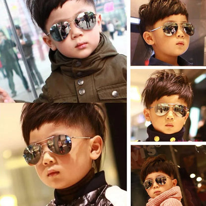 Fashion Baby Pilot Sunglasses - Metal Frame Goggles for Kids, Boys &amp; Girls