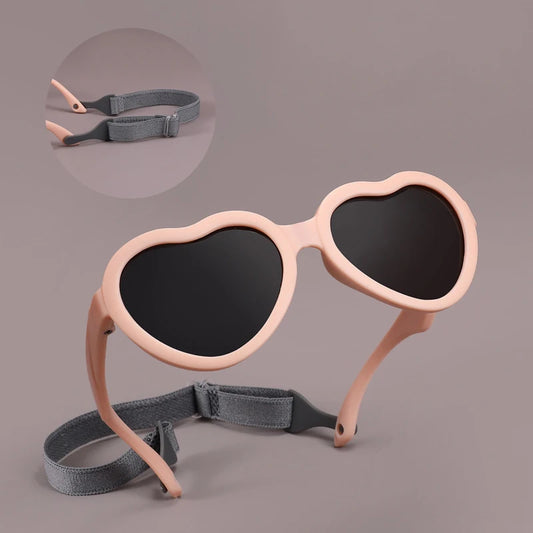 Baby Polarized Heart-Shaped Sunglasses - Adjustable Strap for Toddlers & Infants (0-24M)