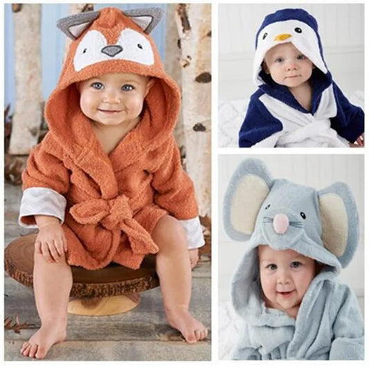 Children's Animal Baby Bathrobe - Cartoon Hooded Towel for Boys & Girls