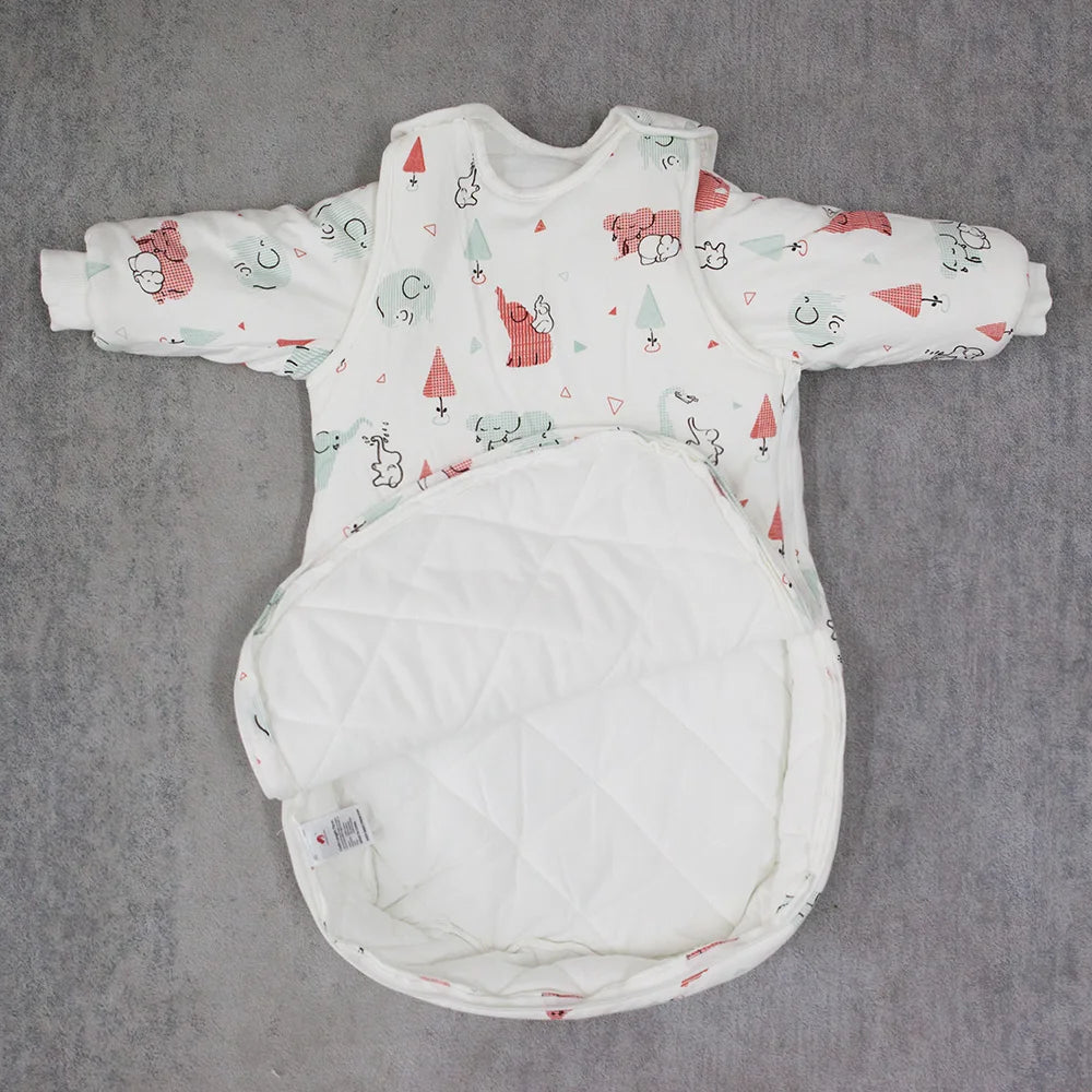 Baby Wearable Blanket - Quilted Sleeping Bag with Detachable Sleeves for Newborns