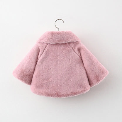 Winter Newborn Girls Coat - Warm Fleece Doll Collar Cute Korean Style Jacket