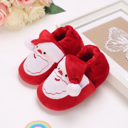 Christmas Baby Shoes - Warm First Walkers for Boys & Girls (0-18M), Cute Cartoon Design