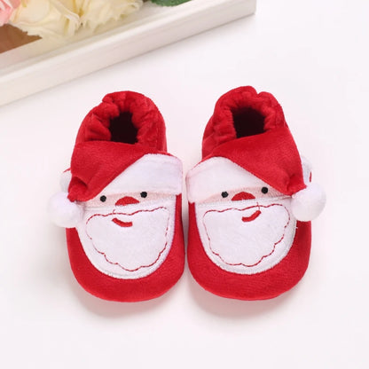 Christmas Baby Shoes - Warm First Walkers for Boys & Girls (0-18M), Cute Cartoon Design