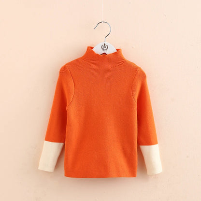 Kids Turtleneck Color Block Sweater 2-10Y Patchwork High Neck Knitwear