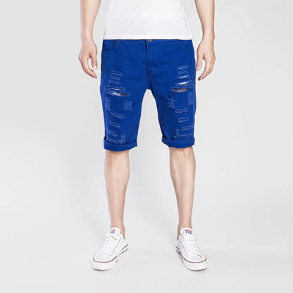 Men's Denim Chino Shorts – Washed, Ripped Skinny Fit Plus Size