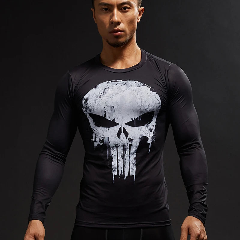 Punisher long sleeve compression gym T-shirt