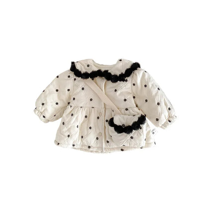 Winter Infant Girl Polka Dot Cotton Jacket Warm Thick Princess Outerwear