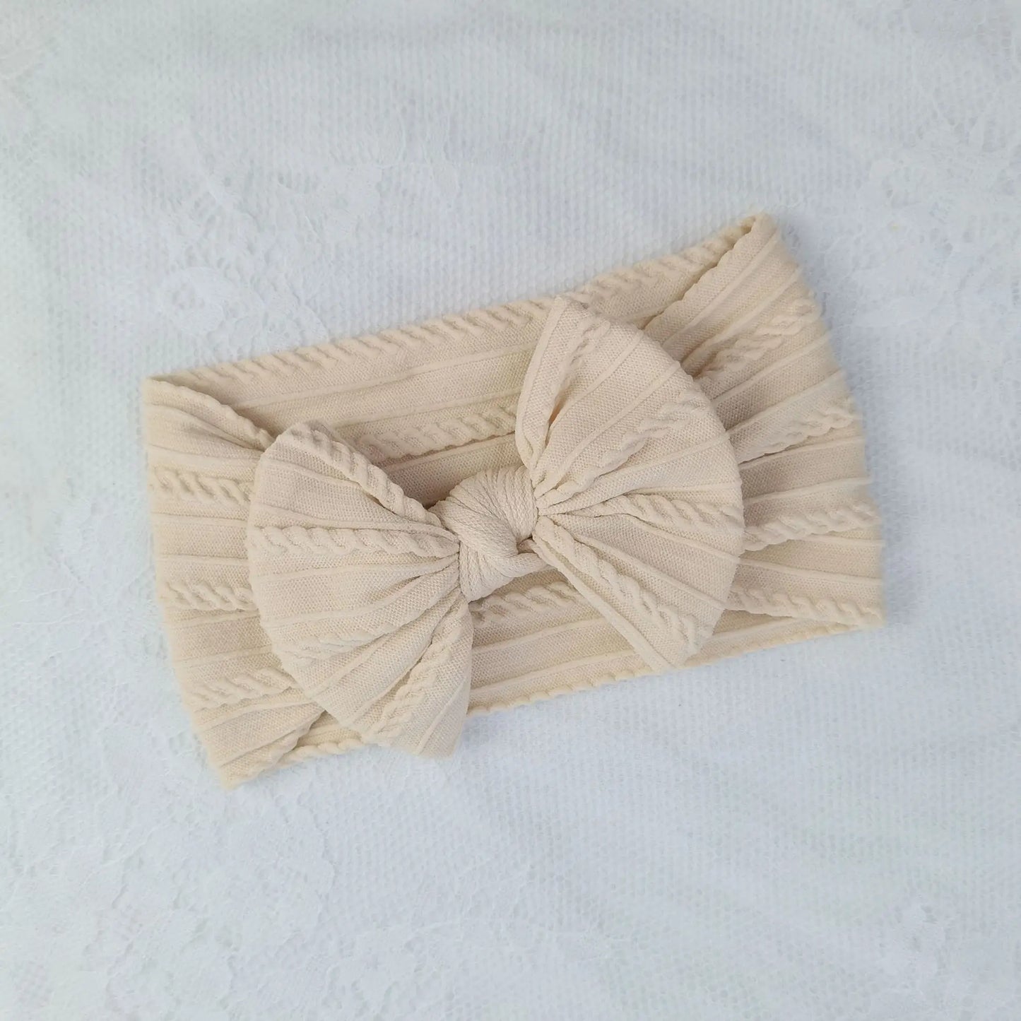 Lovely Newborn Baby Headband - Soft Elastic Knit Turban with Bow for Girls