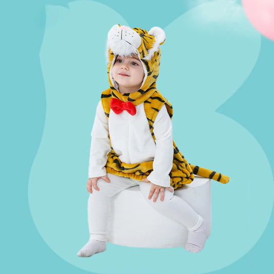 Cute Tiger Baby Vest - Soft Flannel Sleeveless Jacket with Tail for Boys & Girls