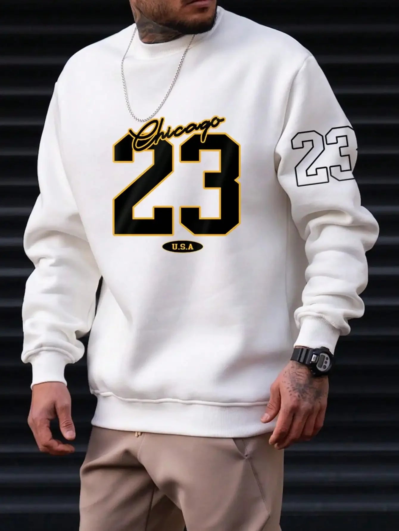 23 USA Art Letter Sweatshirt – Casual Fleece Crewneck Hoodies for Men