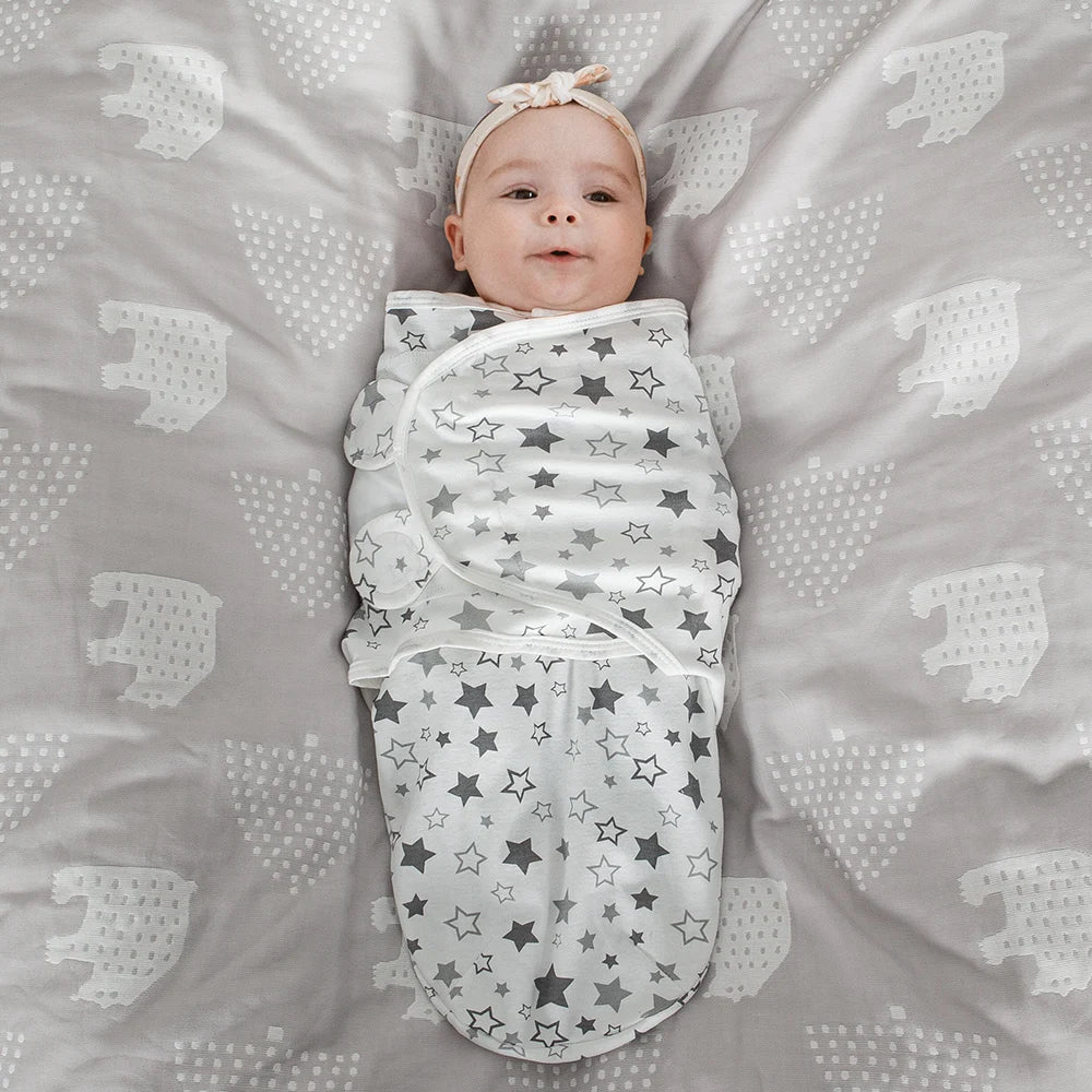 Baby Sleeping Bag - Soft Cotton Swaddle for Newborns (0-3M), Adjustable & Breathable