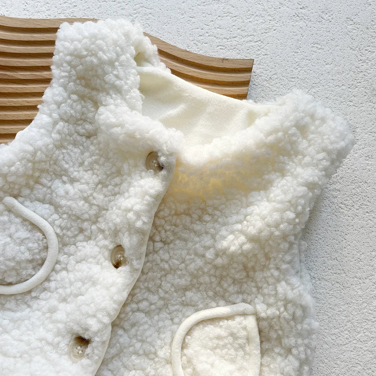 Autumn Winter Baby Lamb Wool Waistcoats for Girls & Boys 2Pcs Vest + Hat Set