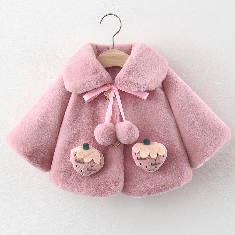 Winter Newborn Girls Coat - Warm Fleece Doll Collar Cute Korean Style Jacket