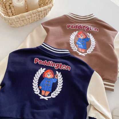 Toddler Boys' Baseball Jacket - Stylish Letter Patch Outerwear for Spring & Autumn