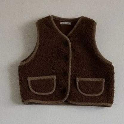 Winter Baby Sleeveless Velvet Vest Warm Thick Infant Windbreak Cardigan Coat