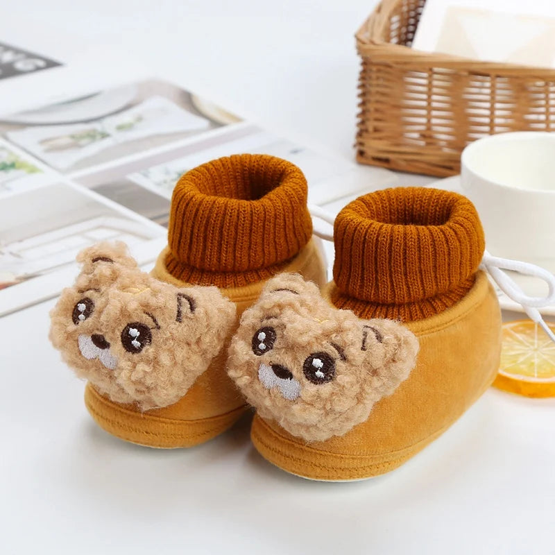 Winter Newborn Baby Booties - Cotton Soft-Sole Non-Slip Cartoon Crib Shoes