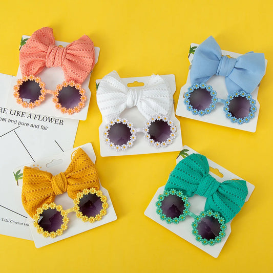 Daisy Baby Sunglasses & Bow Headband Set - Stylish Kids Accessories