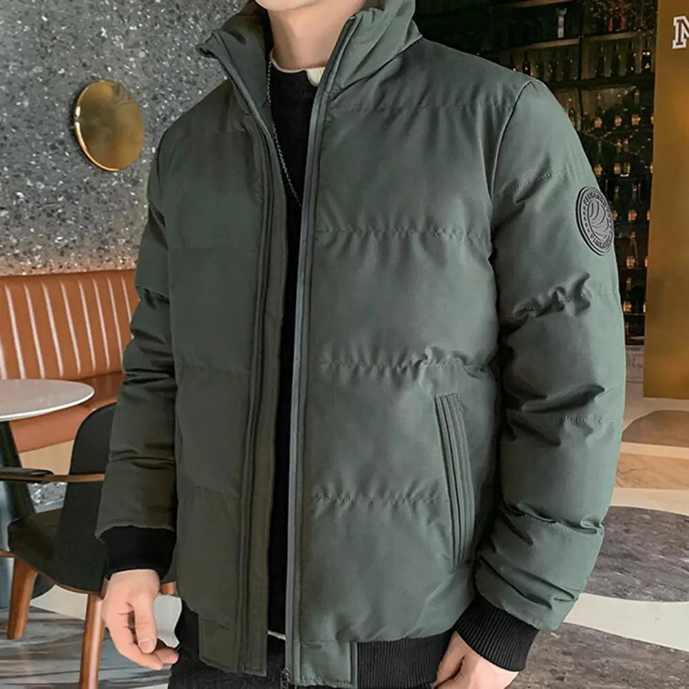 Men's Windbreaker Jacket – Casual Cotton Padded Stand Collar Lightweight Coat