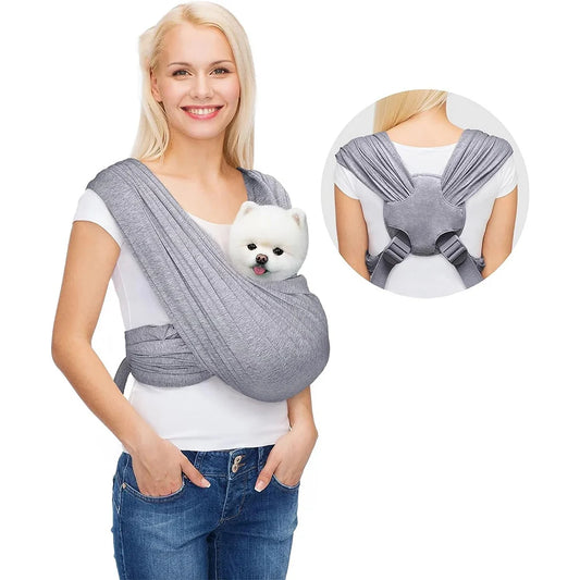 Pet Dog Wrap Carrier - Breathable Hands-Free Soft Cotton Sling for Small Dogs & Cats