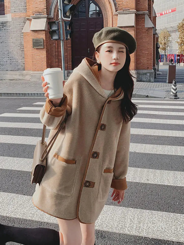 Australian Sheepfold Fleece Lazy Wind Jacket Women'S New Style 2024 Winter Grain Lamb Wool Korean Version Plus Cotton Thickening