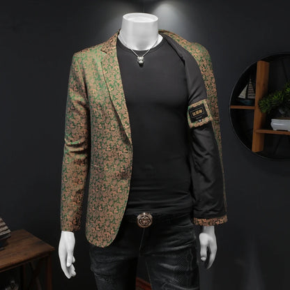 Luxury Floral Blazer Jackets for Men – Slim Fit, Casual High-Quality Autumn Coats