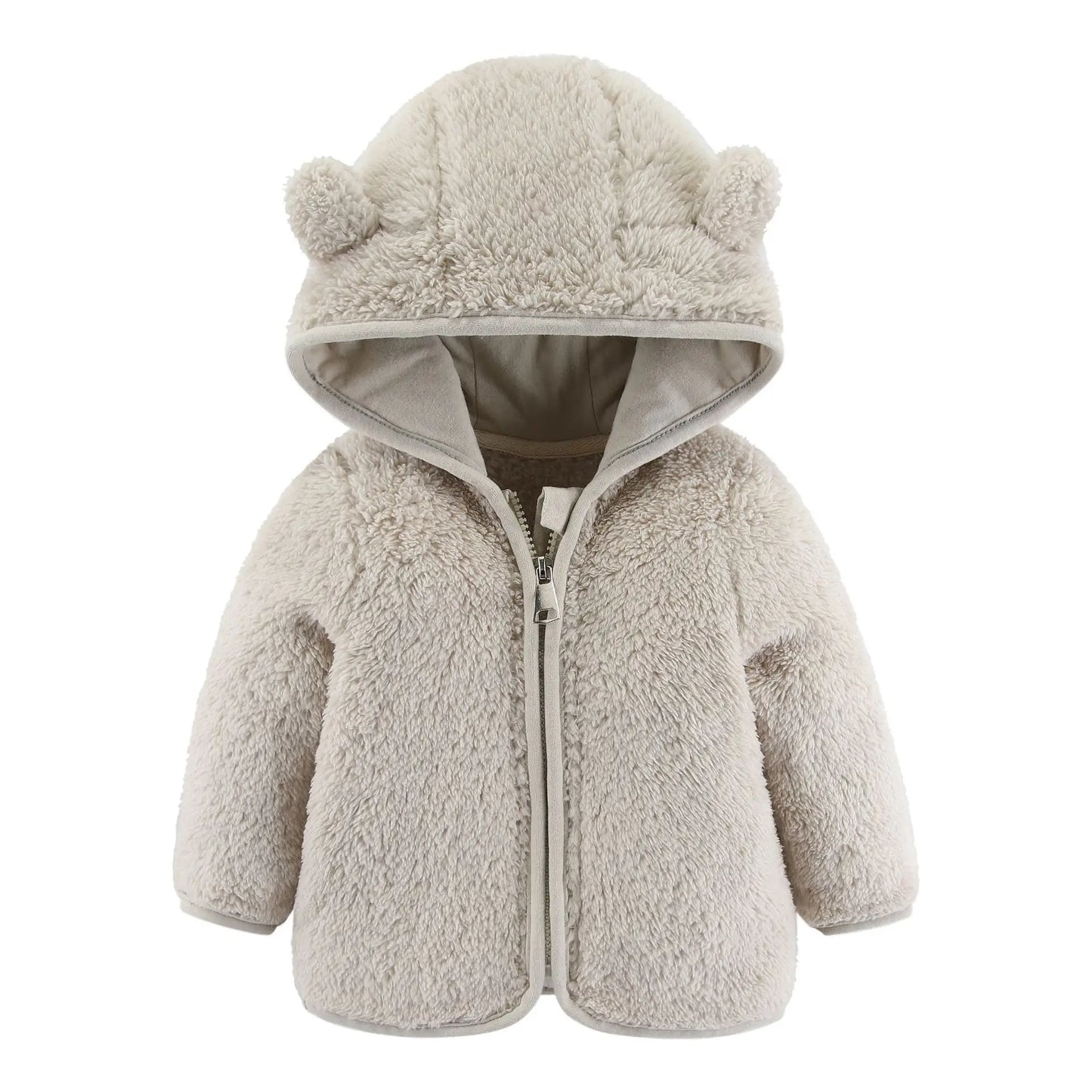 Spring Autumn Baby Bear Ears Fleece Coat – Warm Long Sleeve Jacket (0-3 Years)