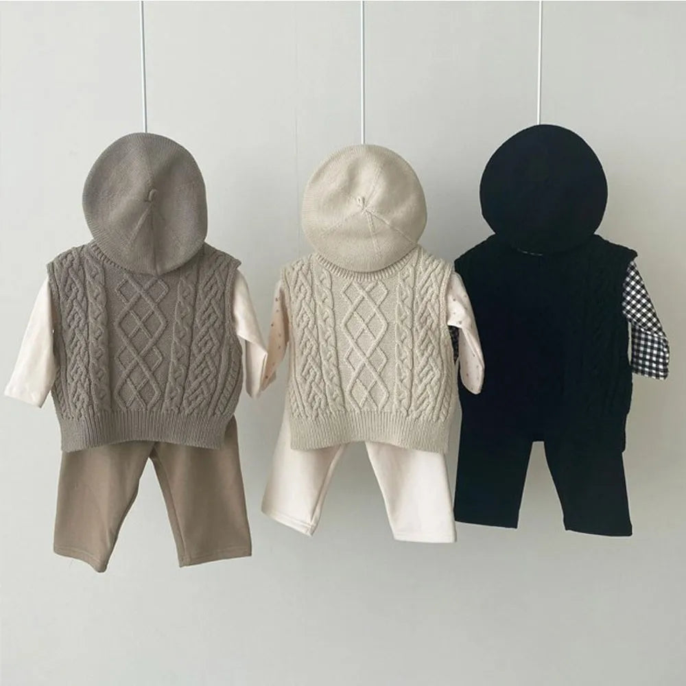 Baby Girl Knitwear Sleeveless Sweater - Cotton Vest & Pullover for Boys & Girls