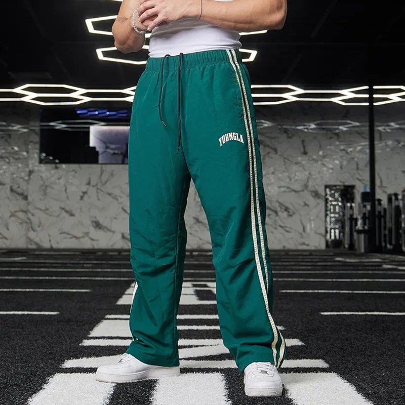 Men's Jogger Sweatpants with Splicing Stripes – Casual Gym Fitness Wide Leg Pants