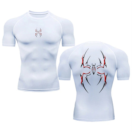 Spider print short sleeve compression T-shirt