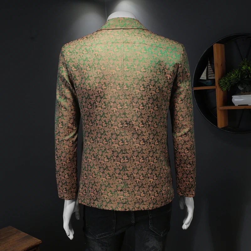 Luxury Floral Blazer Jackets for Men – Slim Fit, Casual High-Quality Autumn Coats