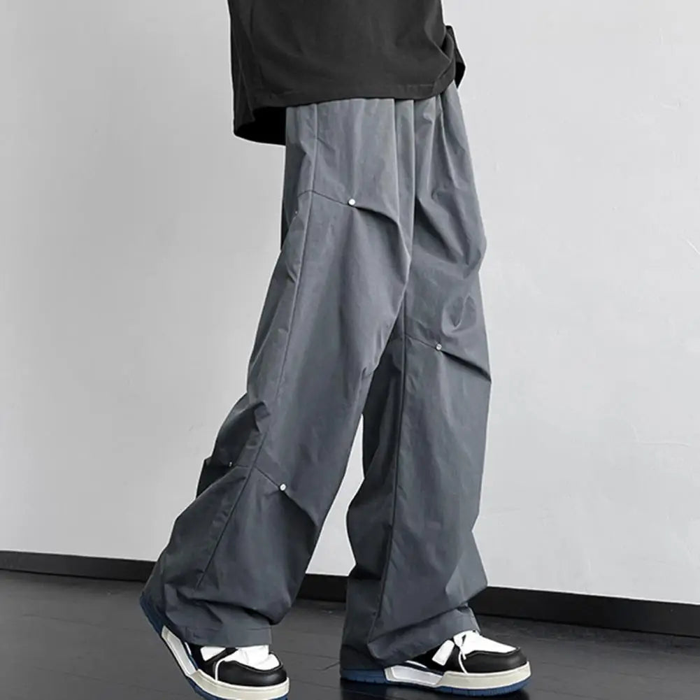 Plus Size Men's Cargo Pants, Rivet Decor Hip Hop Loose Sweatpants