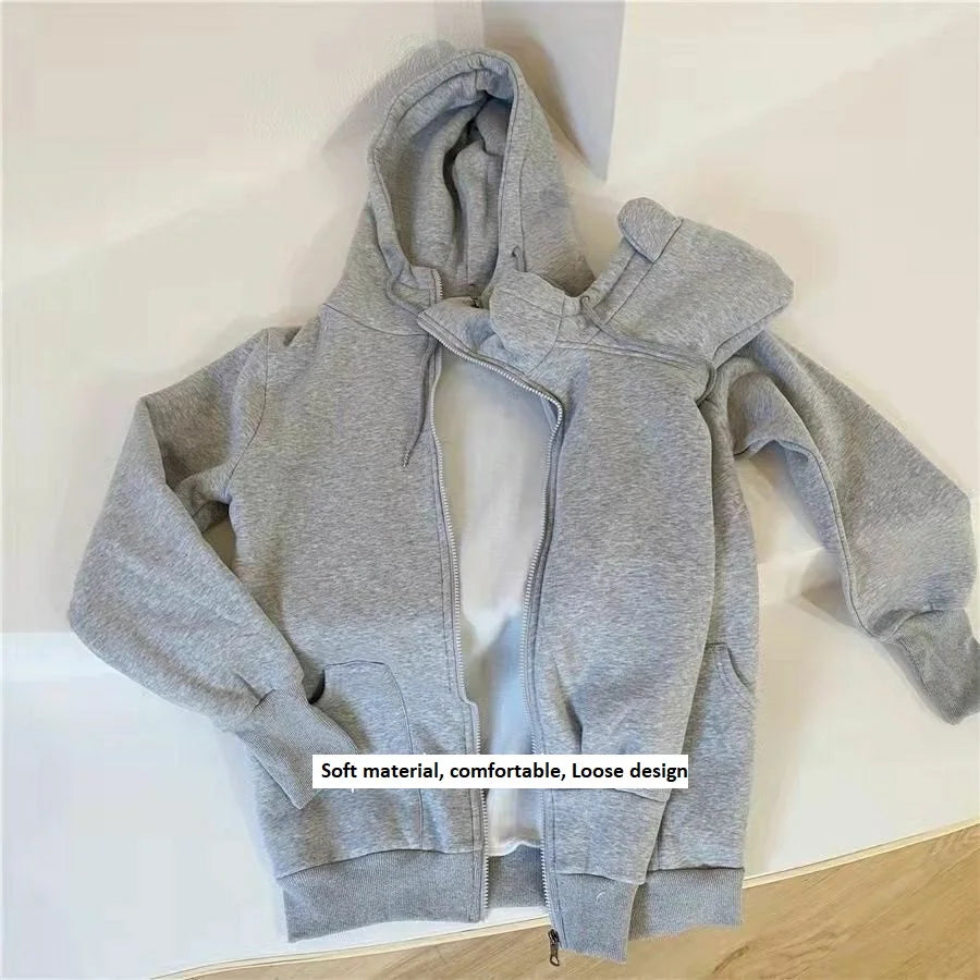 Winter Fleece Maternity Jacket - Hooded Baby Carrier Kangaroo Coat