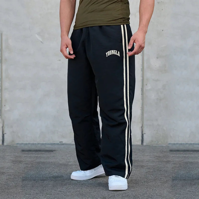 Men's Jogger Sweatpants with Splicing Stripes – Casual Gym Fitness Wide Leg Pants