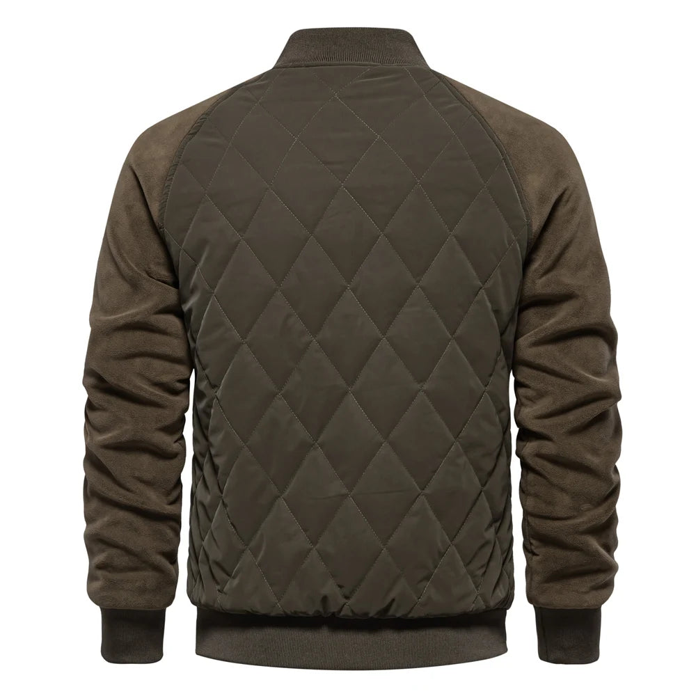 Men's Patchwork Fleece-Lined Baseball Bomber Jacket | Winter Warm Outwear Coat