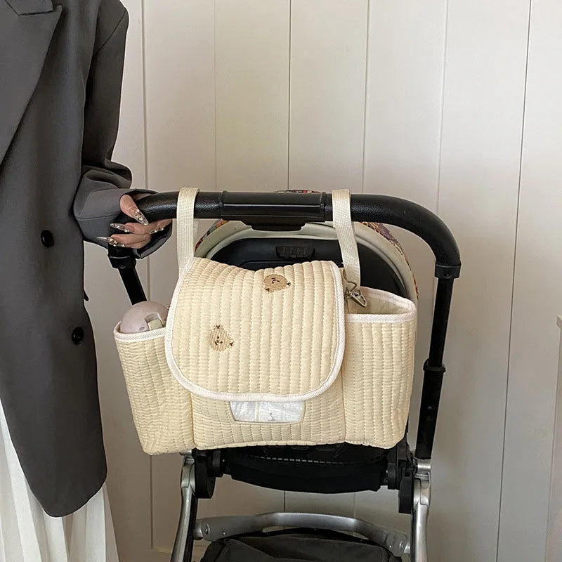 New Autumn Mummy Bag - Foldable Baby Handcart Storage Tote with Multiple Compartments