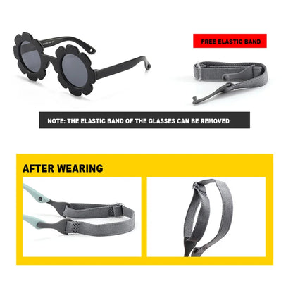 Baby Polarized Sunflower Sunglasses - Flexible UV Shades with Strap