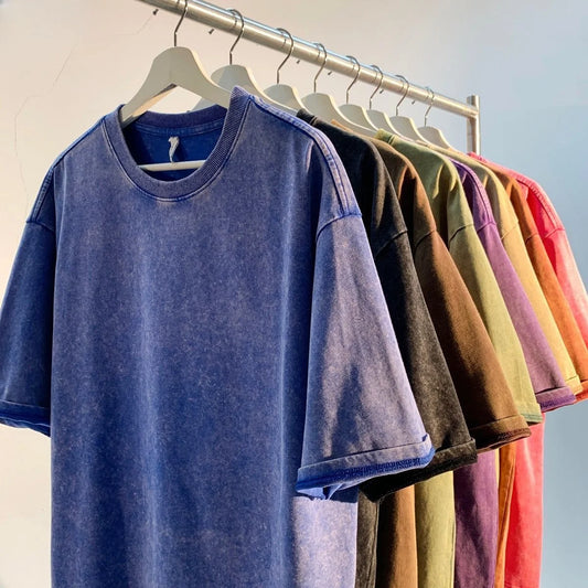 Men's Colorful Oversized Cotton T-Shirt - Loose Casual Summer Crew Neck Top