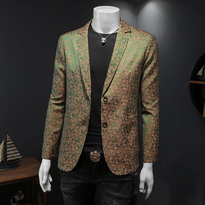 Luxury Floral Blazer Jackets for Men – Slim Fit, Casual High-Quality Autumn Coats