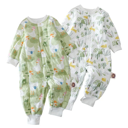 Winter Baby Sleepwear – Cartoon Print Sleeping Bag One-Piece Jumpsuit for Newborns & Toddlers