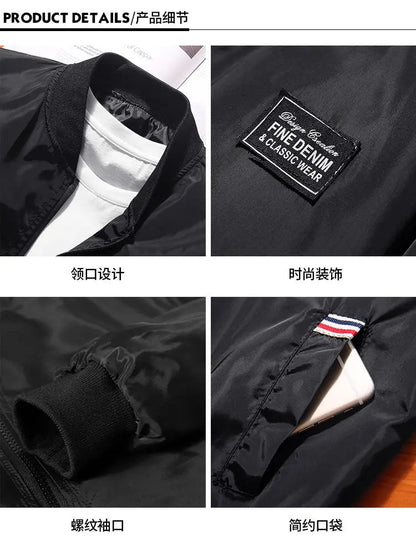 Men's Lightweight Windbreaker Jacket – Spring Autumn Zipper Casual Coat