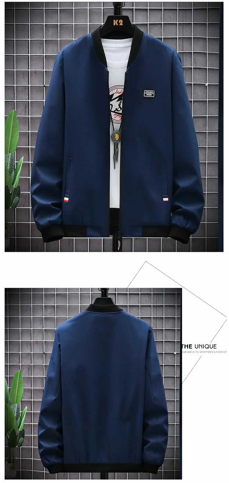 Men's Lightweight Windbreaker Jacket – Spring Autumn Zipper Casual Coat