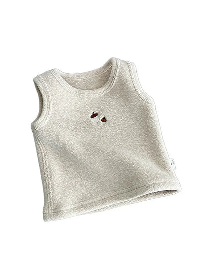 Winter Baby Sleeveless Vest - Velvet Fleece Cartoon Embroidered Waistcoat for Boys & Girls