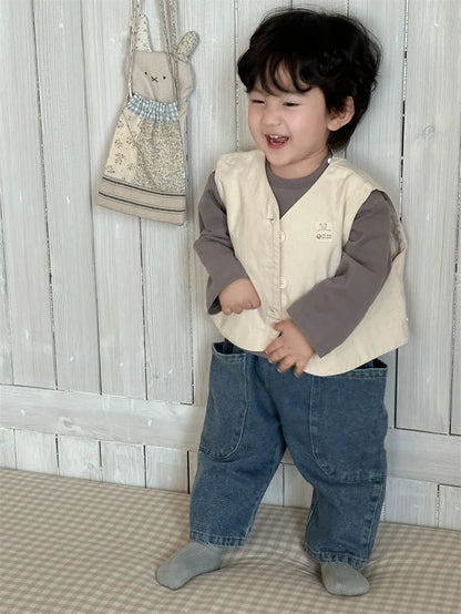 Baby Boy Sleeveless Vest Coat - Cotton Toddler Jacket for Autumn & Winter