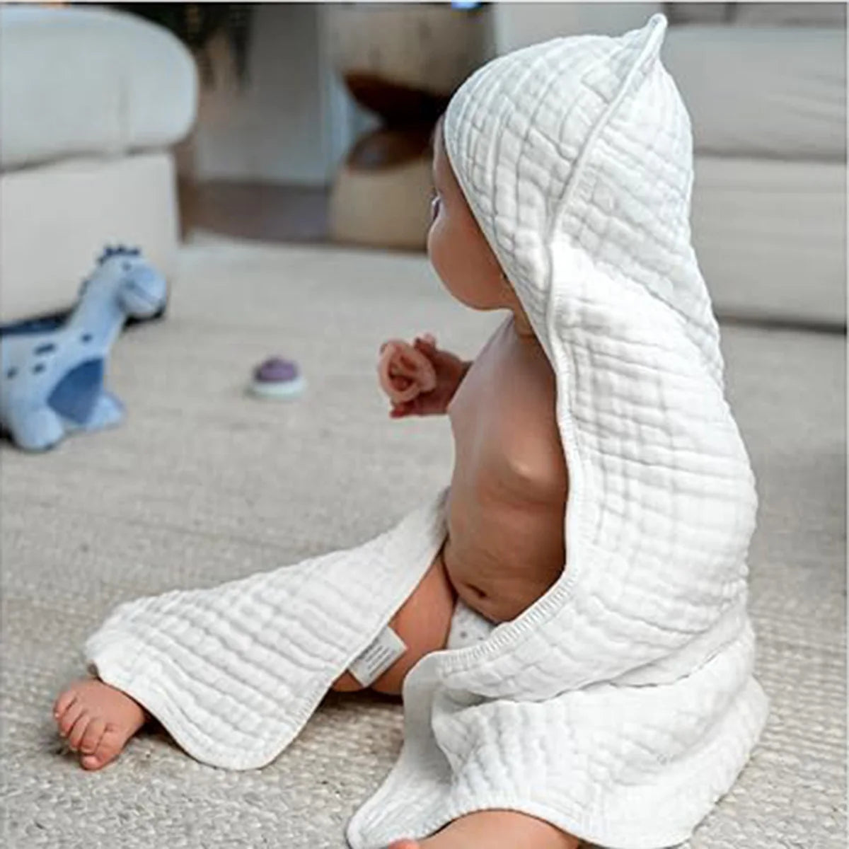 Ultra-Soft Baby Bath Towel - 6 Layer Cotton Gauze Hooded Swaddle & Bathrobe