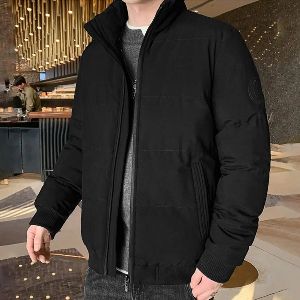 Men's Windbreaker Jacket – Casual Cotton Padded Stand Collar Lightweight Coat