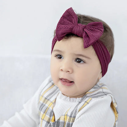 Lovely Newborn Baby Headband - Soft Elastic Knit Turban with Bow for Girls