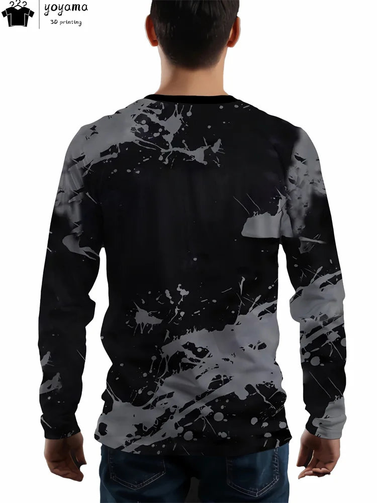 New York Print Men's Long Sleeve T-Shirt – Graphic Round Neck Casual Designer Tops