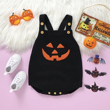 Baby Knit Rompers - Witch Pumpkin Halloween Jumpsuit for Boys & Girls