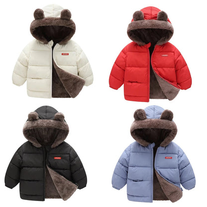 Baby Hooded Cotton Coat - Thick Fleece & Cashmere Padded Jackets for Boys & Girls