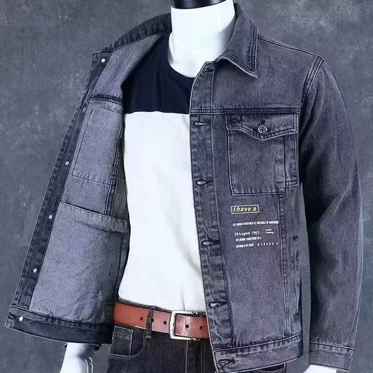 Men's Denim Jacket – Loose-Fit Trendy Autumn High Street Style Casual Lapel Top